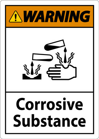 Warning Sign Corrosive Substance On White Backgroundのイラスト素材