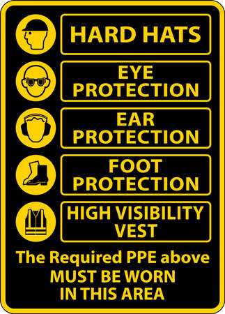 The Required PPE Must Be Worn Sign On White Backgroundのイラスト素材