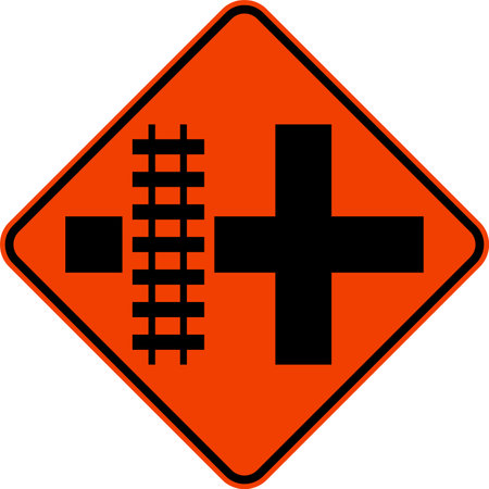 Highway Light Rail Transit Grade Crossing Left Signのイラスト素材