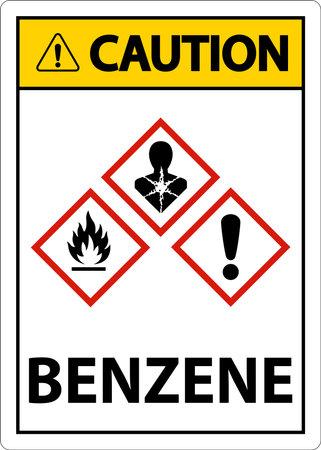 Caution Benzene GHS Sign On White Backgroundのイラスト素材