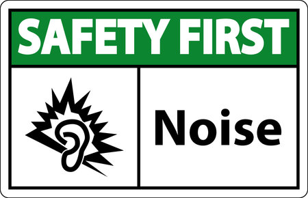 Safety First Noise Symbol Sign On White Backgroundのイラスト素材