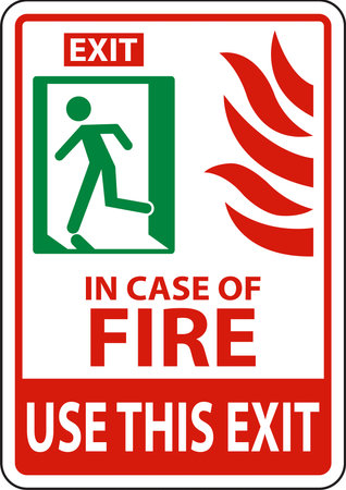 In Case of Fire Use This Exit Signのイラスト素材
