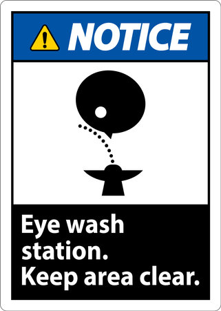 Notice Eye Wash Station Keep Area Clear Signのイラスト素材