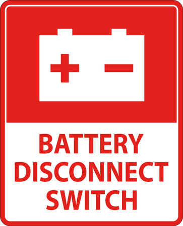 Battery Disconnect Switch Sign On White Backgroundのイラスト素材