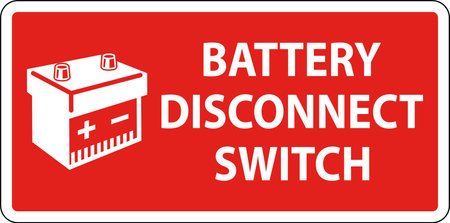 Battery Disconnect Switch Sign On White Backgroundのイラスト素材