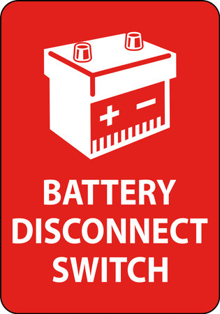 Battery Disconnect Switch Sign On White Backgroundのイラスト素材