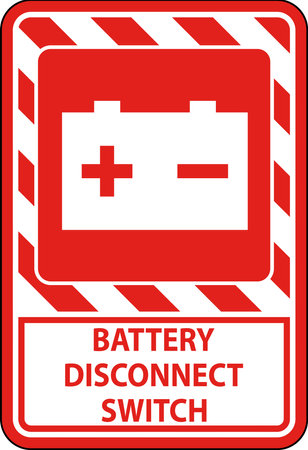 Battery Disconnect Switch Sign On White Backgroundのイラスト素材
