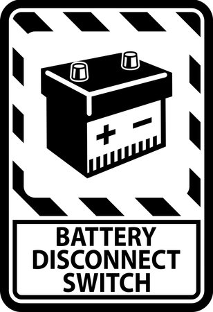 Battery Disconnect Switch Sign On White Backgroundのイラスト素材