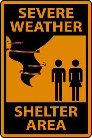 Severe Weather Shelter Area Sign On White Backgroundのイラスト素材