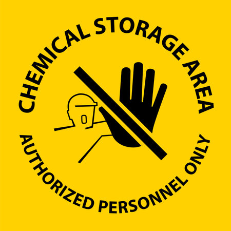 Chemical Storage Area Authorized Personnel Only Symbol Signのイラスト素材