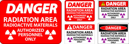 Radiation Danger Sign Caution Radiation Area, Radioactive Materials, Authorized Personnel Onlyのイラスト素材