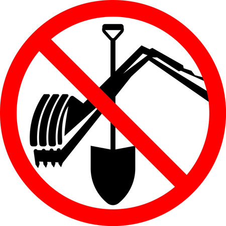 No Digging Sign, No Digging Spade and Crane Symbolのイラスト素材