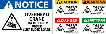 Caution Sign, Overhead Crane Suspended Loadsのイラスト素材