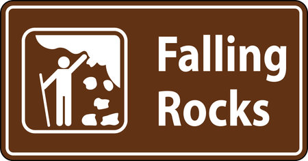 Campground Sign, Park Sign and Guide Sign, Falling Rocksのイラスト素材