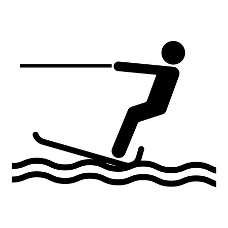 Enjoy a thrilling day of water skiing on a sunny summer day. Perfect for outdoor enthusiasts seeking fun and balance in a recreational sport.のイラスト素材
