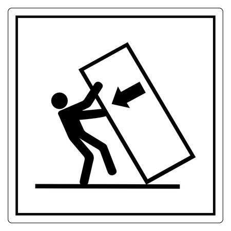 This icon depicts a person pushing a large object with an arrow indicating direction. It represents effort, labor, and physical activity in various contexts.のイラスト素材