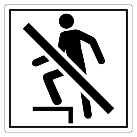 This graphic symbol represents a warning against running and emphasizes safety in various environments. Ideal for use in public spaces to promote cautious behavior.のイラスト素材