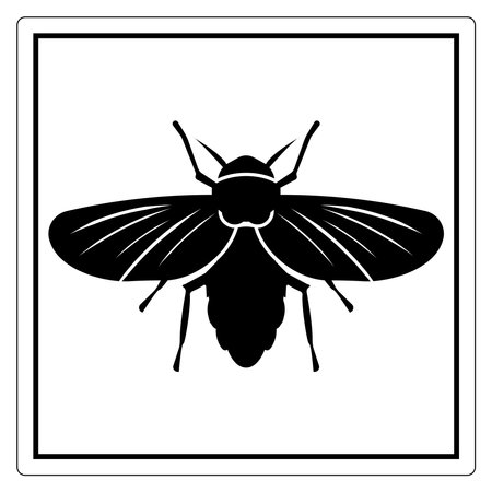 Black Silhouette of a Flying Insect on White Backgroundのイラスト素材