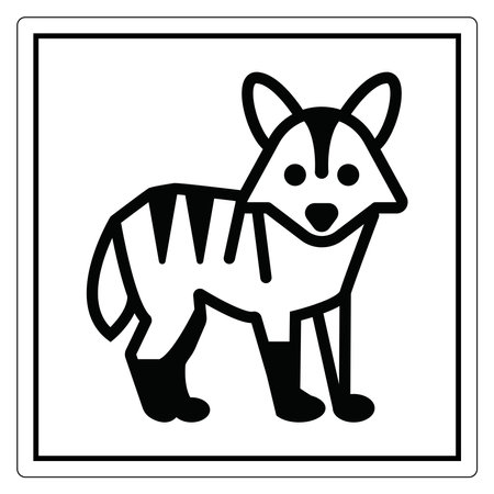 This black and white illustration features a playful cartoon hyena, ideal for creative projects, children's materials, or animal-themed designs.のイラスト素材