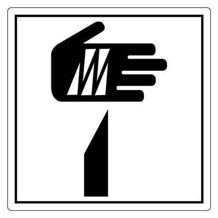A bold hand gesture signifying a stop, designed in a clear black outline. This icon serves as a powerful visual message for safety and communication.のイラスト素材