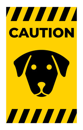 Caution Sign Featuring Dog Symbol on Yellow Background for Safety Alertsのイラスト素材