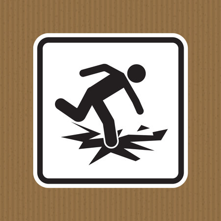 A visual representation of a warning sign detailing a slippery surface hazard. The design includes a figure losing balance and emphasizes safety awareness.のイラスト素材