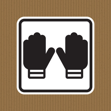 This illustration features two gloves against a brown background, symbolizing warmth and protection. An ideal choice for winter-themed designs or safety concepts.のイラスト素材