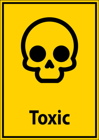 This image features a bold warning sign displaying a skull symbol with the word 'Toxic' in a clear, visible format. Ideal for safety and hazard promotions.のイラスト素材