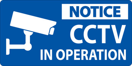 Clear notice sign indicating that CCTV monitoring is in operation for enhanced security and protection in the area. Ideal for enhancing safety awareness.のイラスト素材