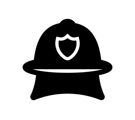 A striking silhouette of a traditional police hat featuring a shield emblem, perfect for law enforcement themes or security-related projects.のイラスト素材