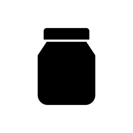 This black silhouette of a jar with a lid represents a modern concept for food storage. Ideal for kitchen and cooking designs, this minimalist graphic offers versatility in a variety of projects.のイラスト素材