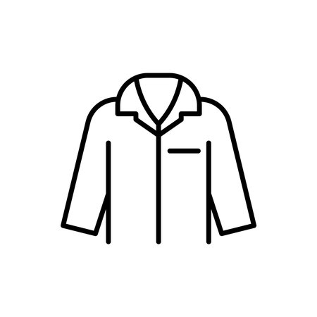This illustration features a simple outline of a button-up shirt, showcasing a minimalist design ideal for fashion concepts or garment ideas in various projects.のイラスト素材