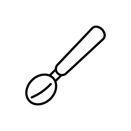 This illustration features a simple line art spoon, perfect for culinary and kitchen themes. Ideal for designs related to cooking, dining, and food preparation.のイラスト素材