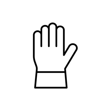 Simplistic hand gesture icon represents a stop or halt sign, ideal for communication contexts. Suitable for graphics, illustrations, and safety messages.のイラスト素材