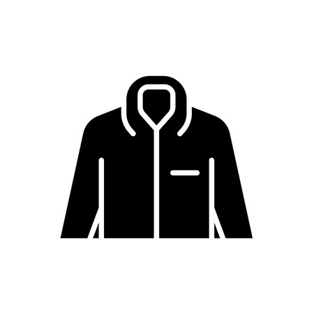 This graphic features a black silhouette of a stylish casual jacket. Perfect for representing modern fashion and versatile outerwear options in various settings.のイラスト素材