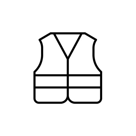This simple outline of a safety vest icon represents work safety and visibility in industrial and construction environments. Perfect for various applications.のイラスト素材