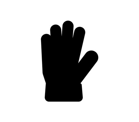 A black silhouette of a hand glove in a distinctive gesture, suitable for various creative projects, design work, and illustrative purposes.のイラスト素材
