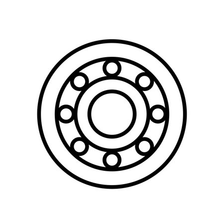 A detailed outline illustration of a bearing featuring a central circle and surrounding dots, symbolizing engineering and mechanical design principles in a clean, minimalist style.のイラスト素材