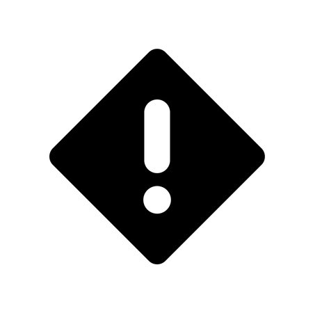 A striking black warning sign featuring an exclamation mark inside a diamond shape, ideal for conveying alerts and cautions in various designs.のイラスト素材