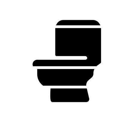 A minimalist black and white icon of a modern toilet, suitable for bathroom design. This simple silhouette represents essential sanitary facilities and hygiene.のイラスト素材