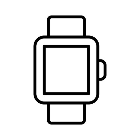 This image features a minimalistic line art depiction of a smartwatch with a simple outline. Perfect for technology and lifestyle designs, it highlights modern wearable devices.のイラスト素材