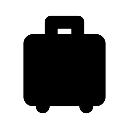 A minimalist black suitcase icon suitable for travel-related projects and designs. Ideal for websites, apps, and promotional materials focused on journeys and luggage.のイラスト素材