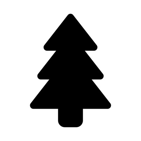This image features a simple black silhouette of a Christmas tree, perfect for holiday decoration and festive projects. Ideal for a minimalist theme.のイラスト素材
