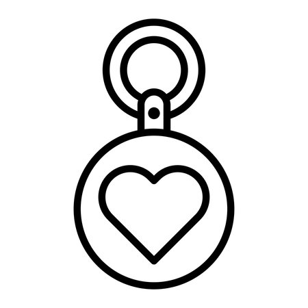 A simplistic heart pendant featuring a loop design, perfect for a keychain or necklace. Ideal for gifts, representing love and affection.のイラスト素材