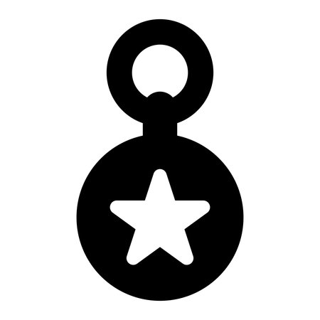 This black and white icon features a round pendant with a star symbol in the center, perfect for highlighting unique designs and modern aesthetics in various projects.のイラスト素材