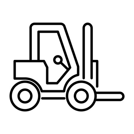 Minimalist outline illustration of a forklift suitable for industrial themes. Great for logistics, warehouse, and construction-related projects to depict heavy machinery efficiently.のイラスト素材