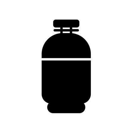 This image features a minimalist black silhouette of a water bottle, ideal for themes of hydration, fitness, and wellness in various design projects.のイラスト素材