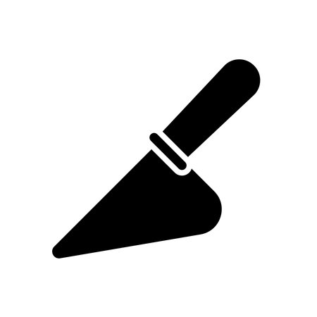 A black silhouette of a trowel tool, perfect for construction, gardening, or landscaping projects. Ideal for DIY enthusiasts and professionals alike.のイラスト素材