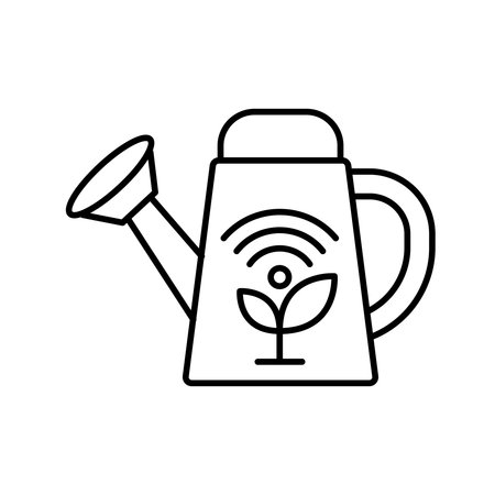 This image features a modern watering can with a Wi-Fi symbol, representing the blend of technology and gardening. Ideal for smart gardening enthusiasts and eco-friendly projects.のイラスト素材