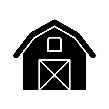 A minimalist black barn icon ideal for rural-themed designs and agricultural projects. Perfect for logos, graphics, and creative expressions centered on farming.のイラスト素材